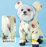 Four Seasons Dog Outdoor Waterproof All-inclusive Korean Cute Bear With Foot Traction Raincoat Small and Medium Dog Pet Raincoat