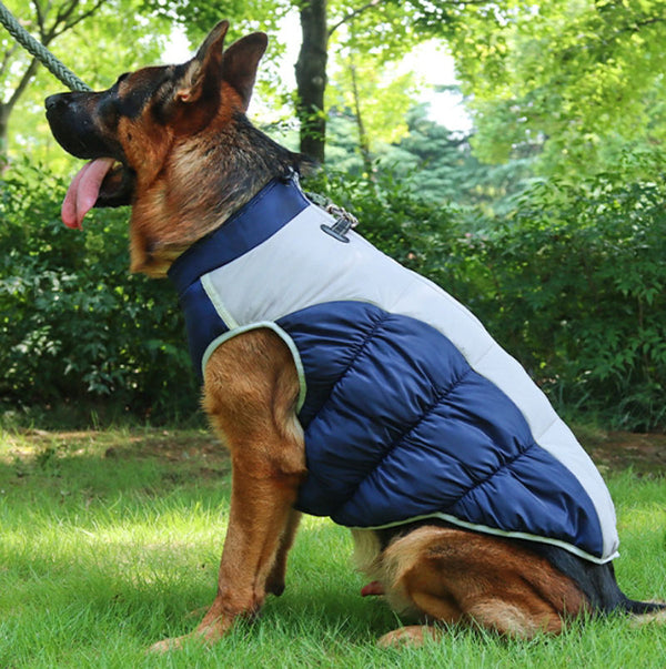 Ropa para perros, chaleco cálido, impermeable y cortavientos para otoño e invierno, abrigo de algodón reflectante de tracción, Shiba Inu Golden Retriever, mediano y grande engrosado