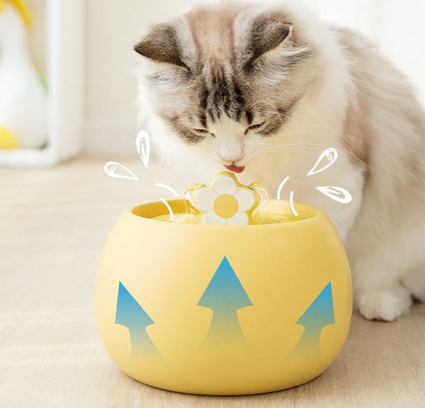 Pet black and white cartoon kitten ceramic water fountain dog electric circulating water filter automatic drinking fountain cat bowl