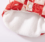 Autumn and winter dog small and medium-sized dog festive New Year plaid two-legged cotton coat warm thick pet clothes