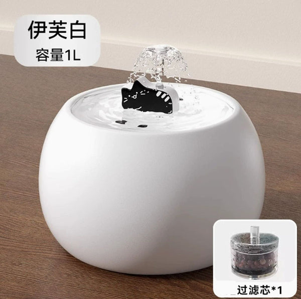 Pet black and white cartoon kitten ceramic water fountain dog electric circulating water filter automatic drinking fountain cat bowl