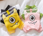 Autumn and winter big-eyed monster striped warm four-legged clothes cat pet clothes