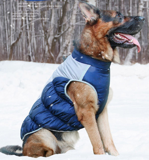 Ropa para perros, chaleco cálido, impermeable y cortavientos para otoño e invierno, abrigo de algodón reflectante de tracción, Shiba Inu Golden Retriever, mediano y grande engrosado