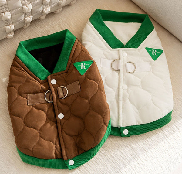 Autumn and winter simple quilted cotton letter R corgi vest dog small and medium-sized dog dachshund warm pet clothes