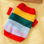 Cat autumn and winter simple rainbow striped sweater hairless cat warm pullover sweater pet clothes