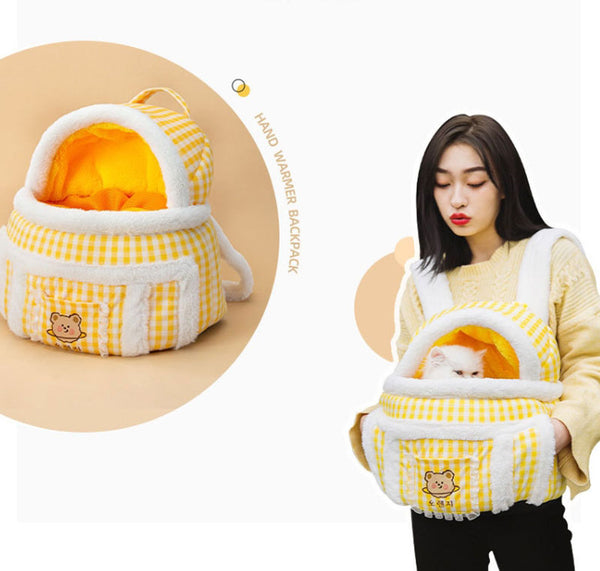 Thick and warm cat bag for autumn and winter, cat clutch bag for outings and dog backpack