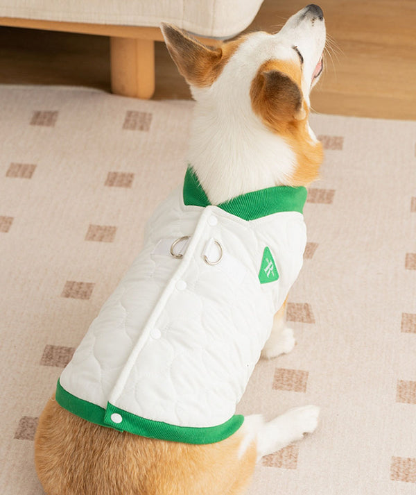 Autumn and winter simple quilted cotton letter R corgi vest dog small and medium-sized dog dachshund warm pet clothes