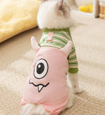 Autumn and winter big-eyed monster striped warm four-legged clothes cat pet clothes