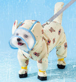 Four Seasons Dog Outdoor Waterproof All-inclusive Korean Cute Bear With Foot Traction Raincoat Small and Medium Dog Pet Raincoat