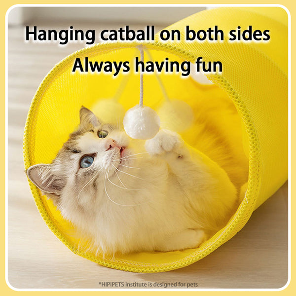 Cat rolling cage toy straight sandwich cat tunnel cat nest suitable for all seasons, breathable and foldable