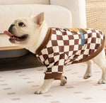 Otoño e Invierno moda cool perro a cuadros estampado hamburguesa sudadera francesa perro gordo pug bulldog ropa para perros