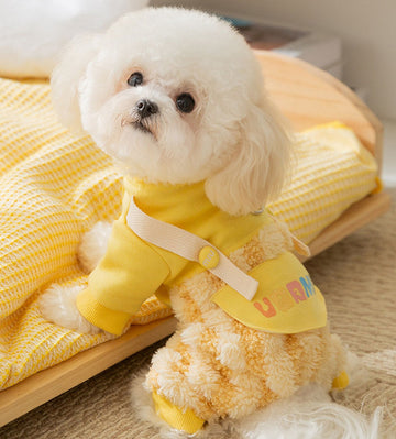 Autumn and winter dog thick warm moon rainbow striped four-legged overalls cat Teddy Bichon pet clothes