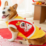 Herbst- und Winter-Corgi-Neujahrs-Tang-Anzug für kleine und mittelgroße Hunde, Dackel, zwei Fuß warmer Baumwollmantel, Bank-Hundehaustier-Hundekleidung