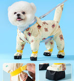 Four Seasons Dog Outdoor Waterproof All-inclusive Korean Cute Bear With Foot Traction Raincoat Small and Medium Dog Pet Raincoat