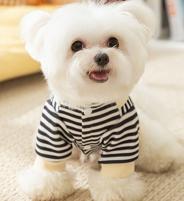 秋と冬のかわいい小さなペンギンのストライプのサスペンダー二本足の犬のトレーナー初秋の薄いベルベットのペットのテディ服