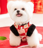 Autumn and winter dog small and medium-sized dog festive New Year plaid two-legged cotton coat warm thick pet clothes