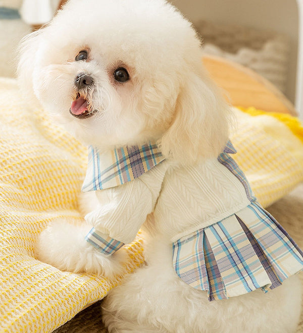 秋冬犬カレッジスタイル中小型犬JK学生リード制服スカートテディペット服