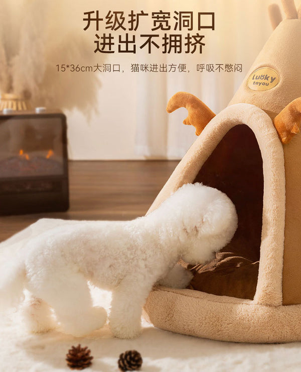 Christmas autumn and winter dog elk tent yurt kennel warm thickened closed cat nest pet nest