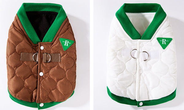 Autumn and winter simple quilted cotton letter R corgi vest dog small and medium-sized dog dachshund warm pet clothes