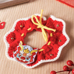 Autumn and winter dog festive fortune-bringing New Year knitted wool collar cat triangle scarf pet dining bib