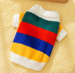 Cat autumn and winter simple rainbow striped sweater hairless cat warm pullover sweater pet clothes