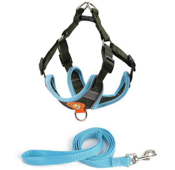 Reflective breathable leash for pet chest harness