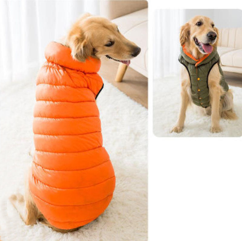 Autumn and winter medium large dog cotton coat both sides wear