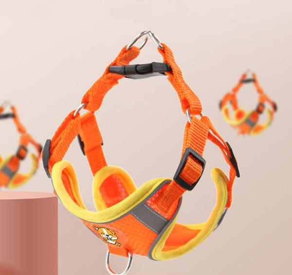 Reflective breathable leash for pet chest harness