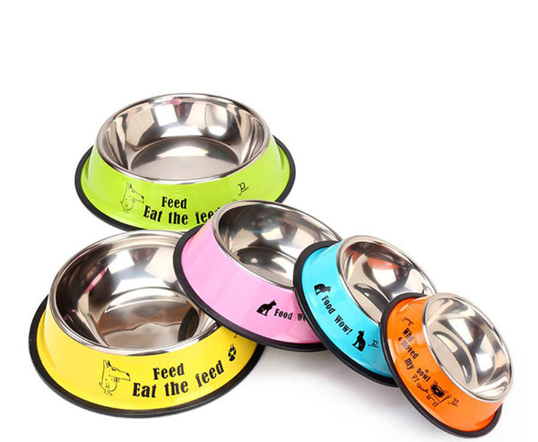 Painted stainless steel pet single bowl