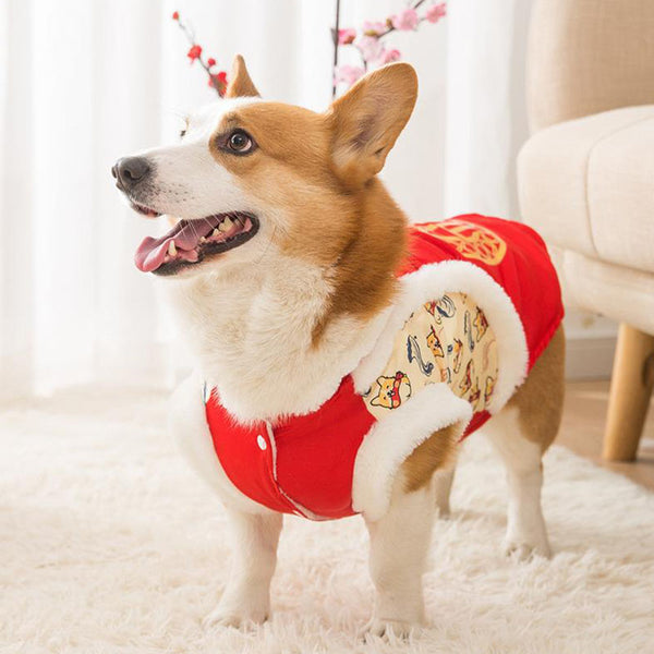 Vêtements chauds du Nouvel An pour chiens Corgi en automne et en hiver