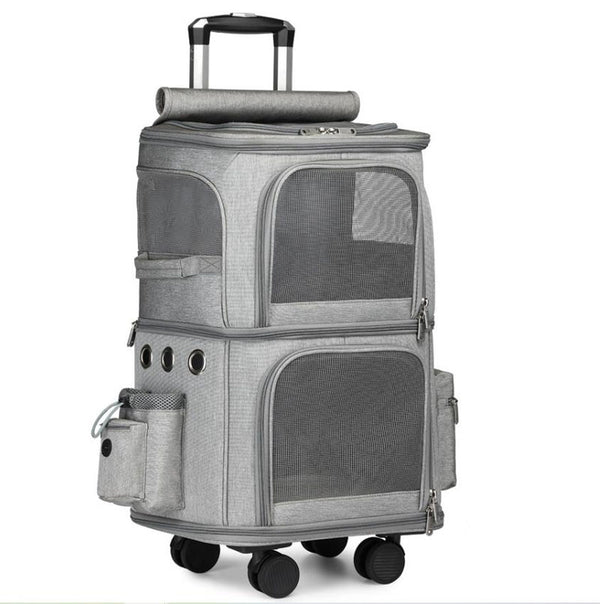 Breathable pet go out portable dog cat double-layer large-capacity pet pull pole backpack