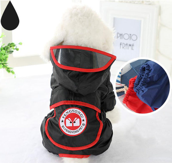 Big pocket small dog four-legged raincoat