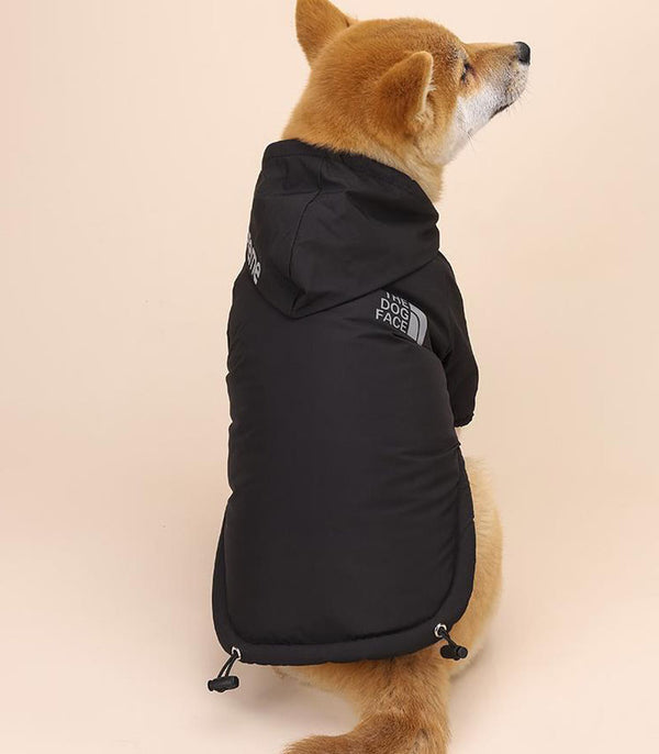 vêtements pour chiens d'automne et d'hiver plus veste épaississante en velours imperméable à capuche à deux jambes manteau en coton à rayures réfléchissantes