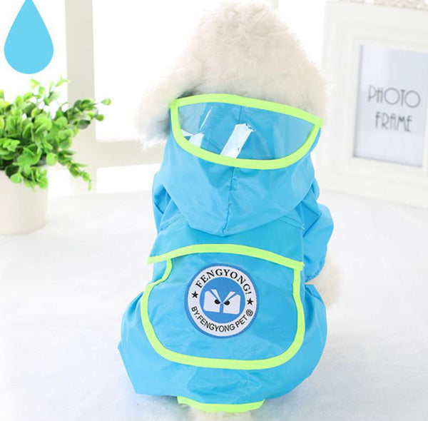 Big pocket small dog four-legged raincoat