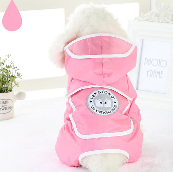 Big pocket small dog four-legged raincoat