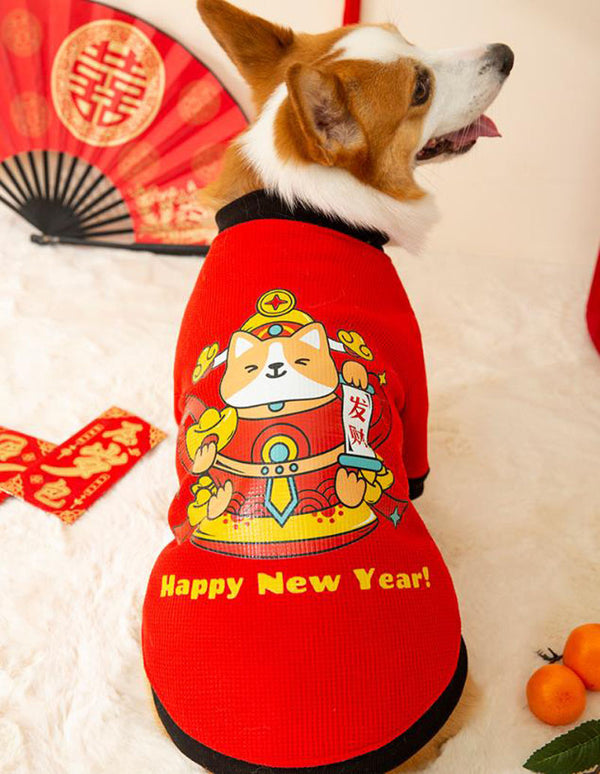 Autumn and winter corgi dog sweater wearing scarf suit Chinese New Year festive New Year pet clothes