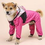 Dog four-legged transparent PU waterproof clothes pet all-inclusive hooded raincoat