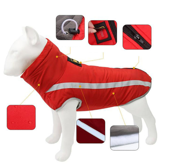 Automne et hiver nouveaux vêtements pour chiens veste extérieure réfléchissante pour chien chaud