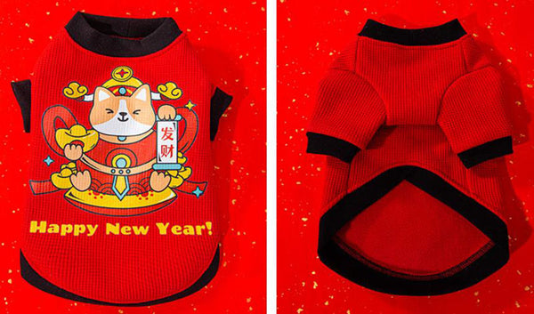 Autumn and winter corgi dog sweater wearing scarf suit Chinese New Year festive New Year pet clothes