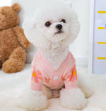 Autumn and winter fresh flower jacquard knitted cardigan puppy dog two-legged sweater