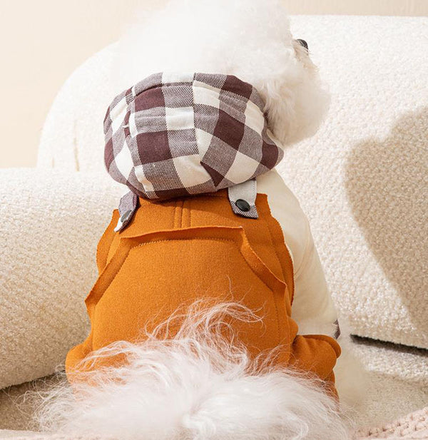 Autumn and winter dog plaid colorblock overalls four-legged clothes