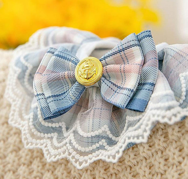 Cat Dog Plaid Lace Collar