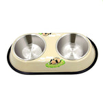 Pet food drinking double bowl