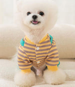 Autumn and winter thin striped dinosaur puppy dog striped four-legged overalls