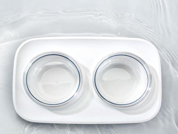 Oblique mouth double bowl to protect cervical spine pet food bowl and drinking bowl