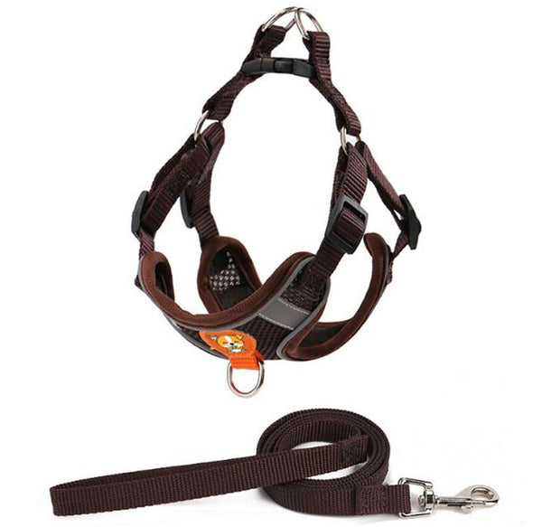 Reflective breathable leash for pet chest harness