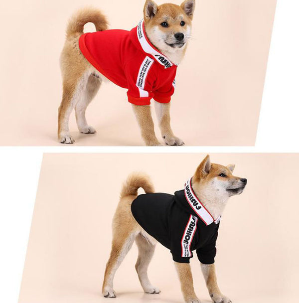 Pet autumn and winter plus velvet thickened two hooded sweater