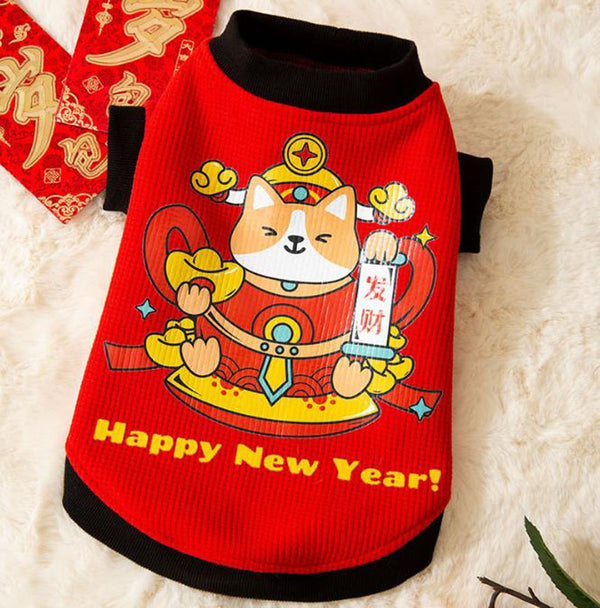 Autumn and winter corgi dog sweater wearing scarf suit Chinese New Year festive New Year pet clothes