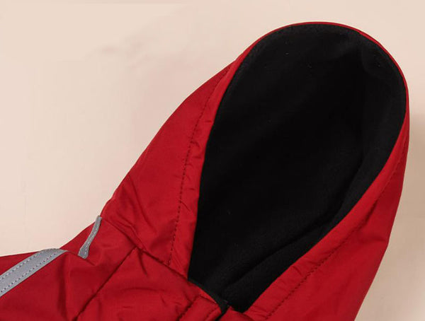 vêtements pour chiens d'automne et d'hiver plus veste épaississante en velours imperméable à capuche à deux jambes manteau en coton à rayures réfléchissantes