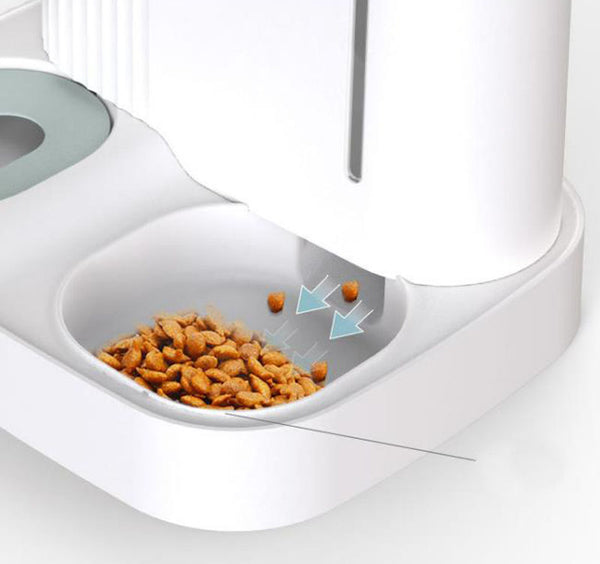 Dual-use automatic feeder and drinker for pets, cats and dogs